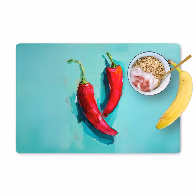 Chilipepers - Geverfd - Rood Placemat vinyl groot -zzzproduct_Kitchenyeah-website