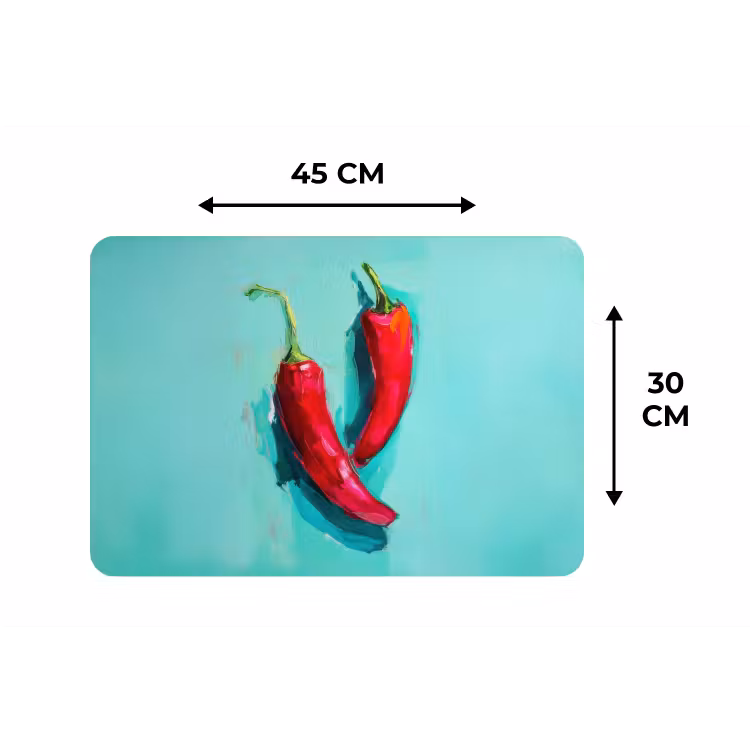 Chilipepers - Geverfd - Rood Placemat vinyl groot -specs
