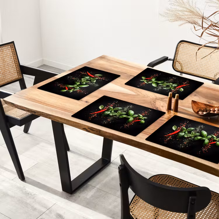 Chilipepers - Basilicum - Blaadjes - Rood Placemat vinyl groot -zzsfeer4_Kitchenyeah-website