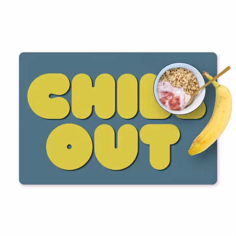 Chill out - Geel - Blauw Placemat vinyl groot -zzzproduct_Kitchenyeah-website
