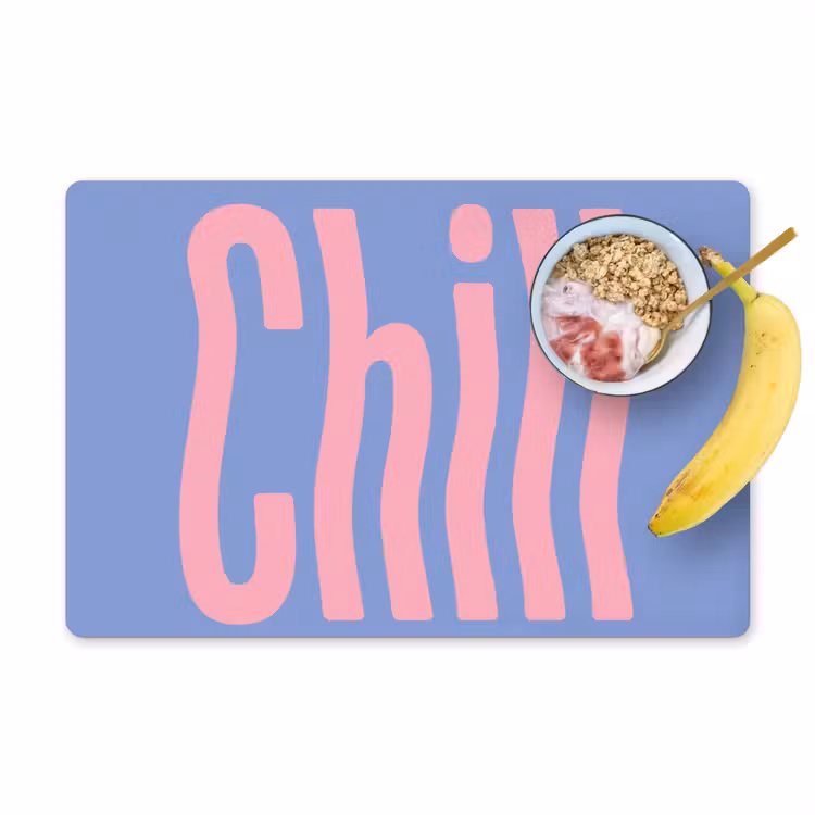 Chill - Roze - Blauw - Golvend Placemat vinyl groot -zzzproduct_Kitchenyeah-website