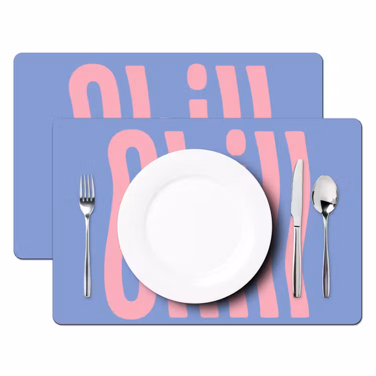 Chill - Roze - Blauw - Golvend Placemat vinyl groot -zzsfeer2_Kitchenyeah-website