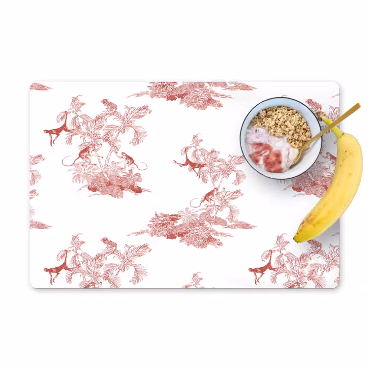 Chimpansee - Beplanting - Rood Placemat vinyl groot 368 -zzzproduct_Kitchenyeah-website