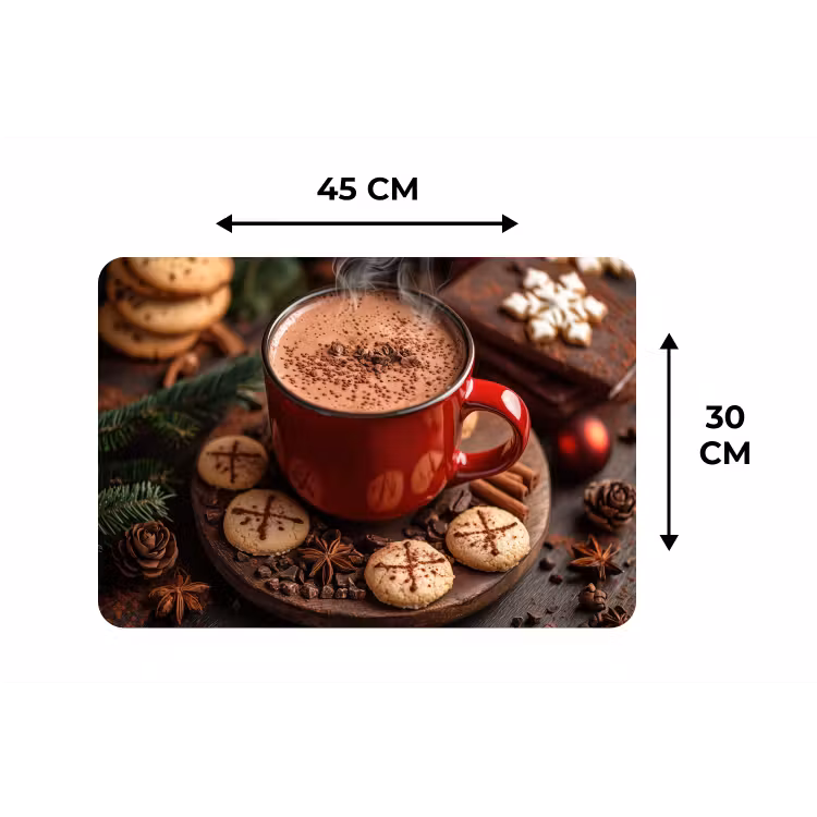Chocolademelk - Mok - Winter - Kerst - Gezelligheid Placemat vinyl groot -specs