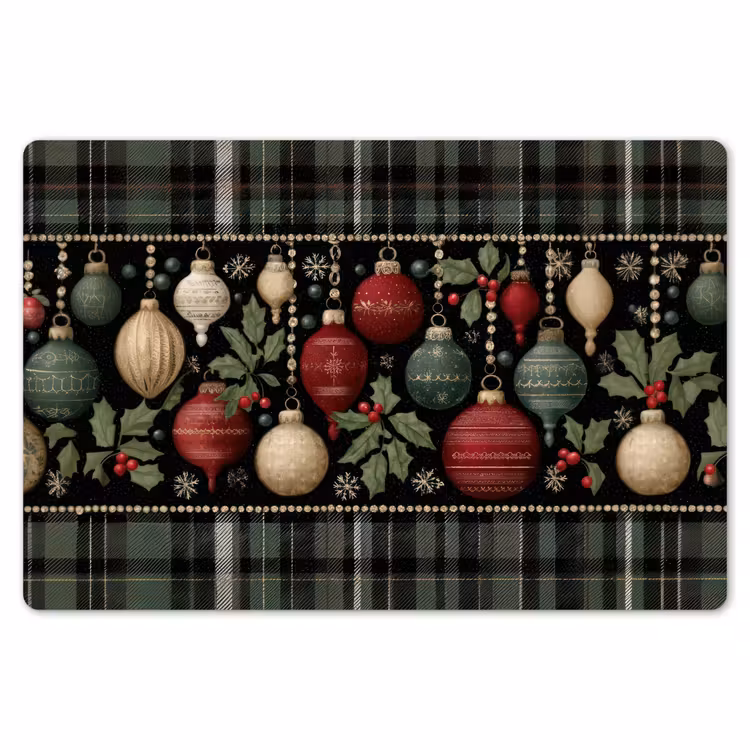 Kerstballen - Rood - Hulsttakken - Patroon Placemat vinyl groot -zzsfeer1_Kitchenyeah-website