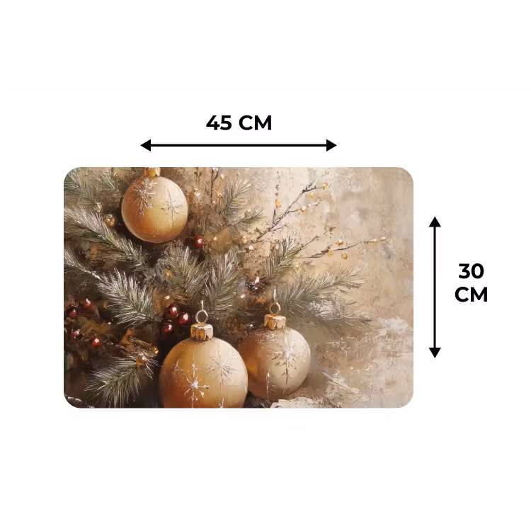 Kerst - Kerstballen - Beige - Goud Placemat vinyl groot -specs