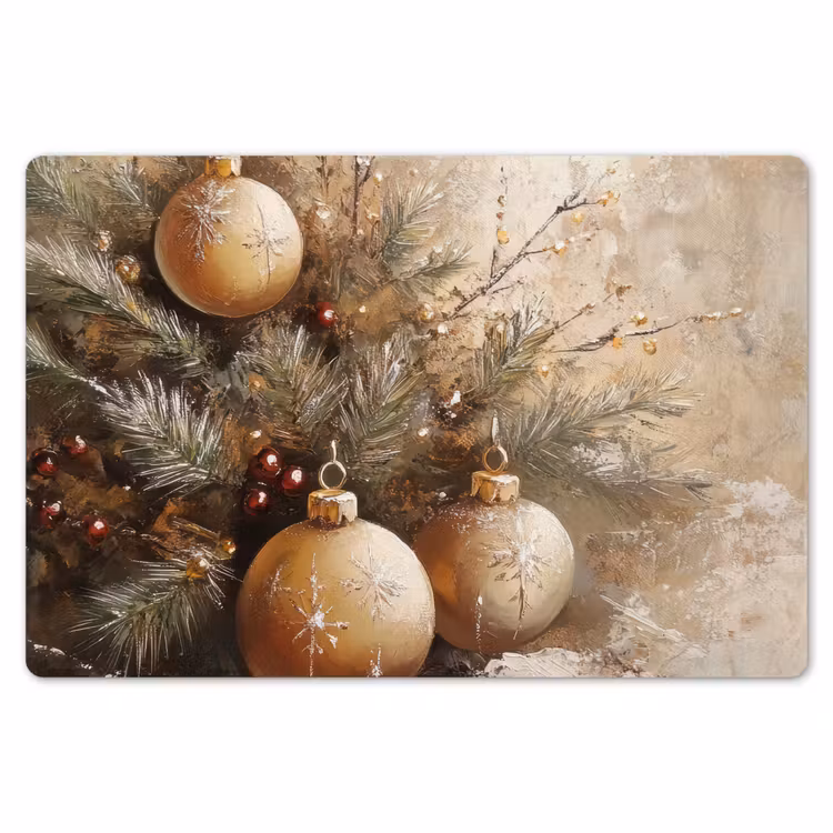 Kerst - Kerstballen - Beige - Goud Placemat vinyl groot -zzsfeer1_Kitchenyeah-website