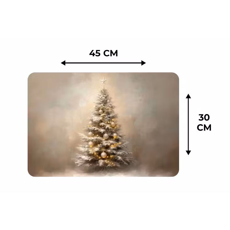 Kerst - kerstboom - Sneeuw - Art Placemat vinyl groot -specs