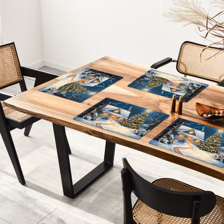 Kerst - Kerstboom - Winter - Huis - Sneeuw Placemat vinyl groot -zzsfeer4_Kitchenyeah-website