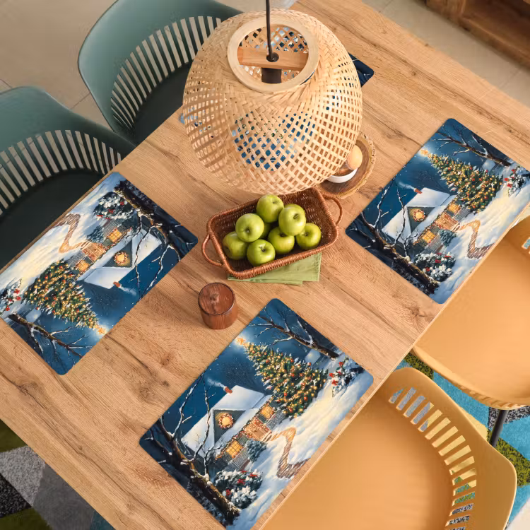 Kerst - Kerstboom - Winter - Huis - Sneeuw Placemat vinyl groot -zzsfeer5_Kitchenyeah-website