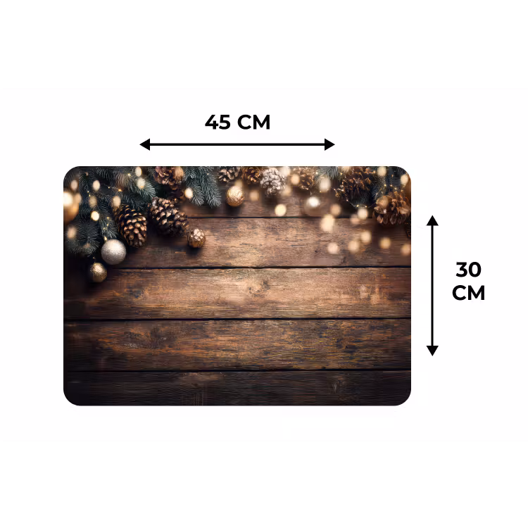 Kerstdecoratie - Houten - Dennenappel - Bruin Placemat vinyl groot -specs