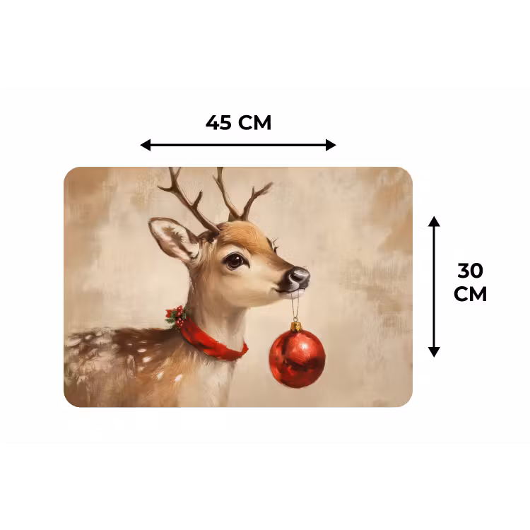 Kerst - Hert - Gewei - Kerstbal - Rendier Placemat vinyl groot -specs