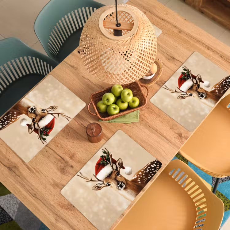 Kerst - Hert - Gewei - Rood Placemat vinyl groot -zzsfeer5_Kitchenyeah-website