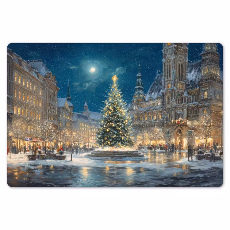 Kerstnacht - Stadsplein - Meerkleurig Placemat vinyl groot -zzsfeer1_Kitchenyeah-website