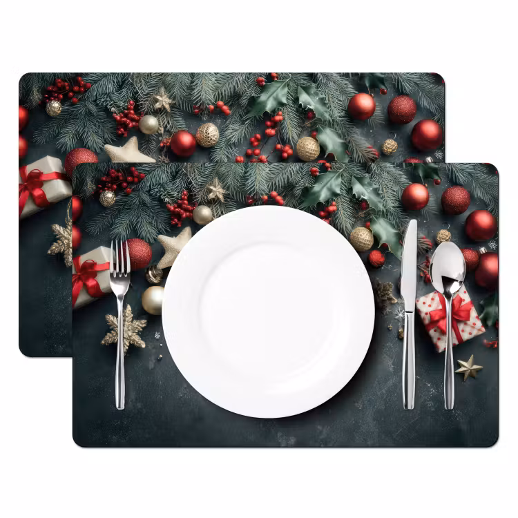 Kerstomlijsting - Hulst - Kleurrijk Placemat vinyl groot -zzsfeer2_Kitchenyeah-website
