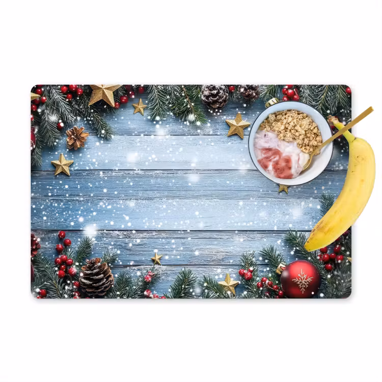Kerstomlijsting - Sneeuw - Meerkleurig Placemat vinyl groot -zzzproduct_Kitchenyeah-website