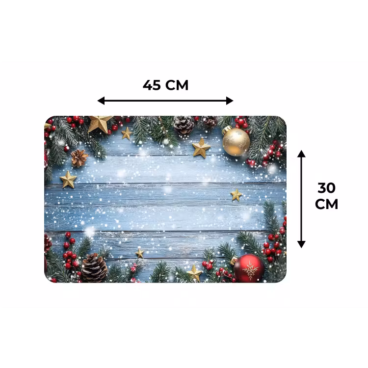 Kerstomlijsting - Sneeuw - Meerkleurig Placemat vinyl groot -specs
