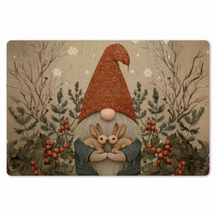 Kerstgnome - Konijntjes - Kleurrijk Placemat vinyl groot -zzsfeer1_Kitchenyeah-website