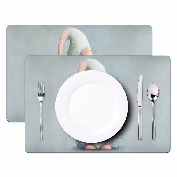Kerstgnome - Cadeau - Groen Placemat vinyl groot -zzsfeer2_Kitchenyeah-website