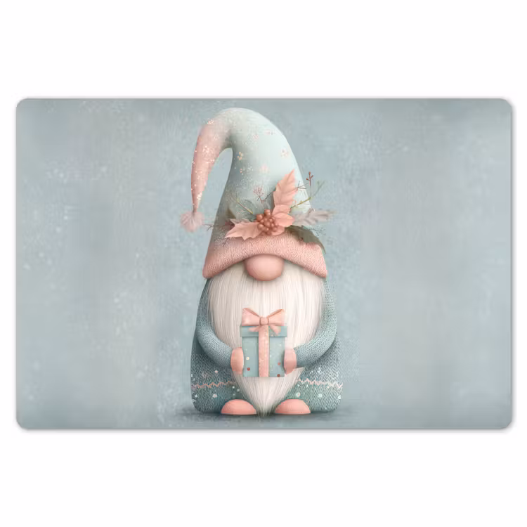 Kerstgnome - Cadeau - Groen Placemat vinyl groot -zzsfeer1_Kitchenyeah-website