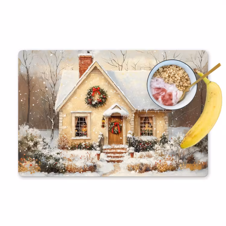 Kerst - Huis - Winter - Sneeuw Placemat vinyl groot -zzzproduct_Kitchenyeah-website