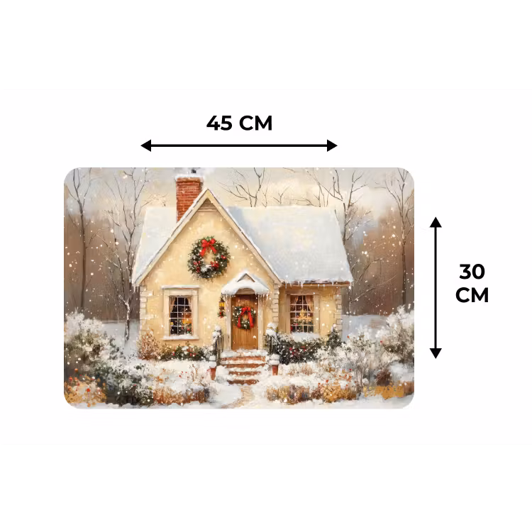Kerst - Huis - Winter - Sneeuw Placemat vinyl groot -specs