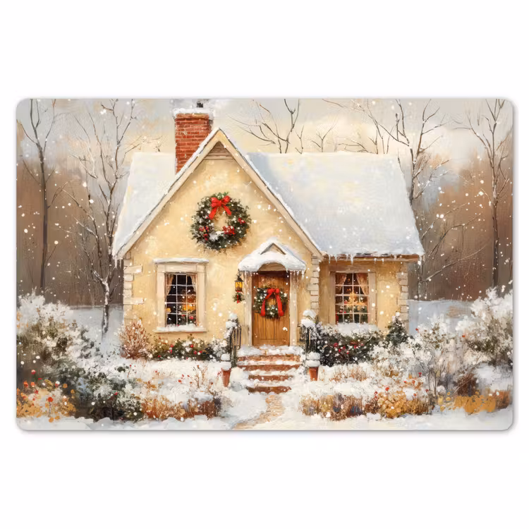 Kerst - Huis - Winter - Sneeuw Placemat vinyl groot -zzsfeer1_Kitchenyeah-website