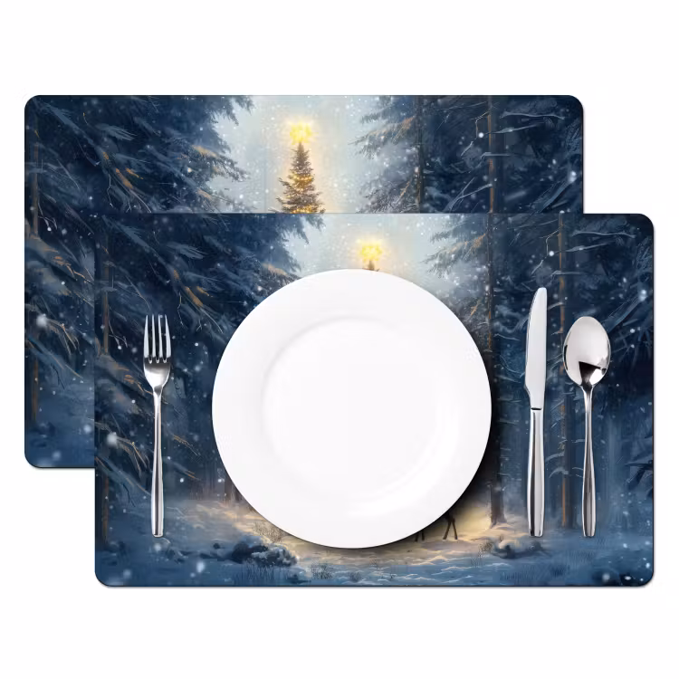 Kerstlicht - Woud - Hert - Donker Placemat vinyl groot -zzsfeer2_Kitchenyeah-website