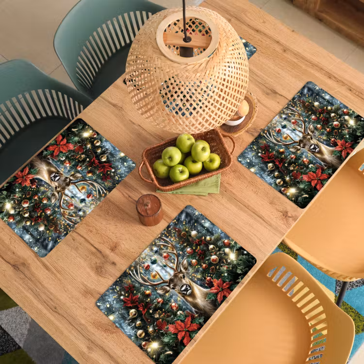 Kerstfeest - Dennenbos - Rood Placemat vinyl groot -zzsfeer5_Kitchenyeah-website