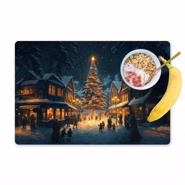 Kerstfeest - Dorp - Donker Placemat vinyl groot -zzzproduct_Kitchenyeah-website
