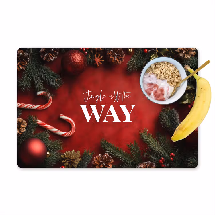 Kerst - Quote - Rood - Kerstballen Placemat vinyl groot -zzzproduct_Kitchenyeah-website