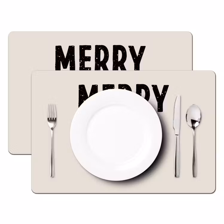 Kerst - Quotes - Merry xmas - Feestdagen - Zwart Placemat vinyl groot -zzsfeer2_Kitchenyeah-website