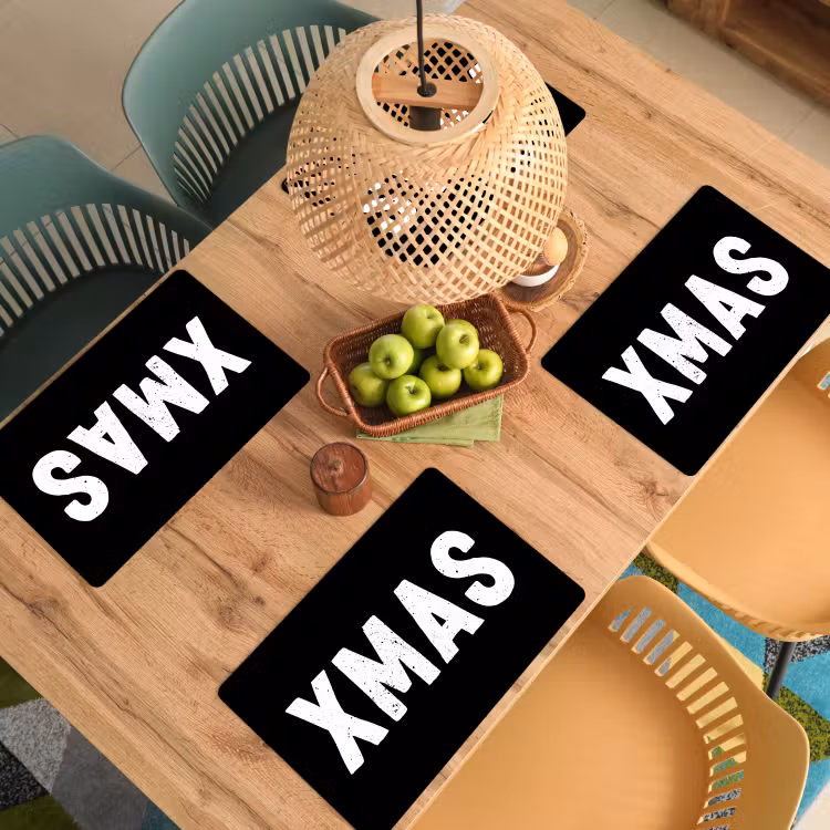 Kerst - Quotes - Xmas - Zwart - Feestdagen Placemat vinyl groot -zzsfeer5_Kitchenyeah-website