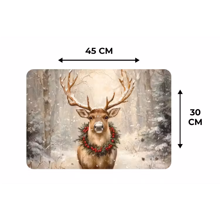 Kerst - Rendier - Winter - Krans Placemat vinyl groot -specs