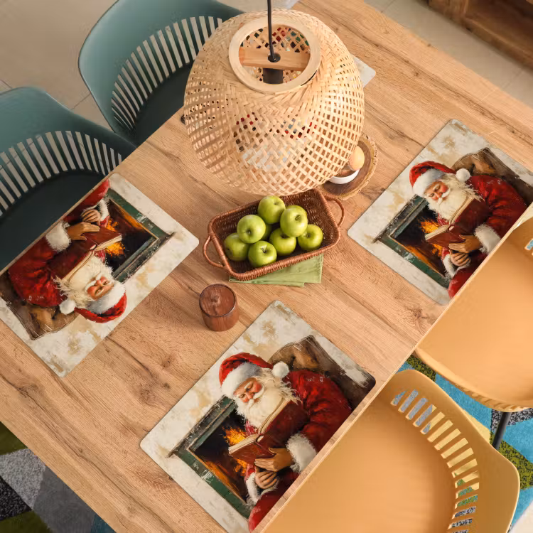 Kerst - Kerstman - Winter - Open Haard Placemat vinyl groot -zzsfeer5_Kitchenyeah-website