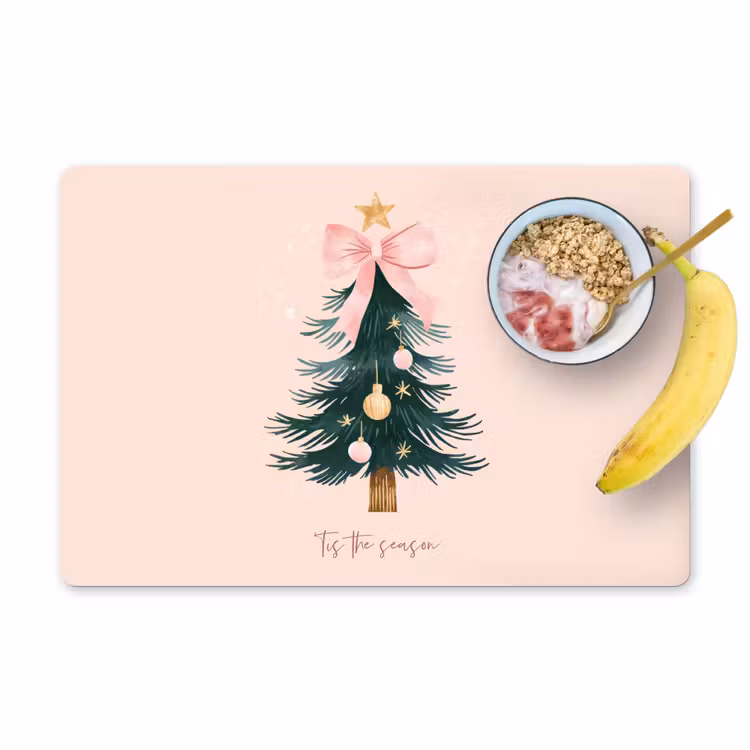 Christmas Season - Kerst - Kerstboom - Roze Placemat vinyl groot -zzzproduct_Kitchenyeah-website