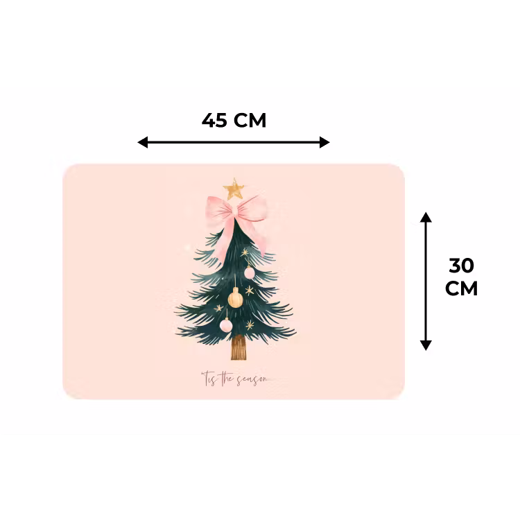 Christmas Season - Kerst - Kerstboom - Roze Placemat vinyl groot -specs