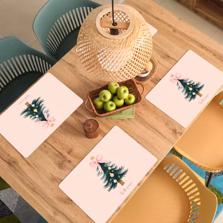 Christmas Season - Kerst - Kerstboom - Roze Placemat vinyl groot -zzsfeer5_Kitchenyeah-website