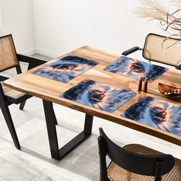 Kersttrein - Sneeuw - Winter - Kerst Placemat vinyl groot -zzsfeer4_Kitchenyeah-website