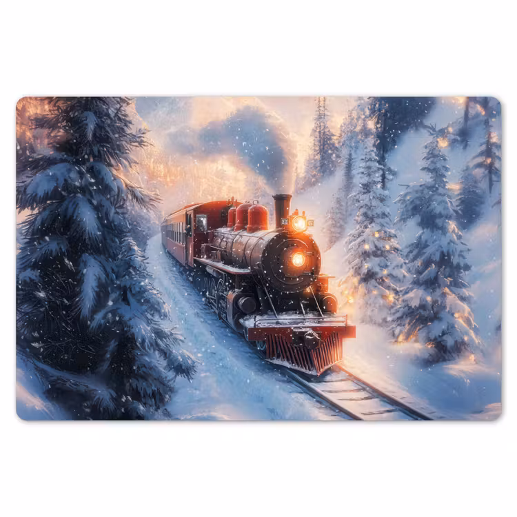 Kersttrein - Sneeuw - Winter - Kerst Placemat vinyl groot -zzsfeer1_Kitchenyeah-website