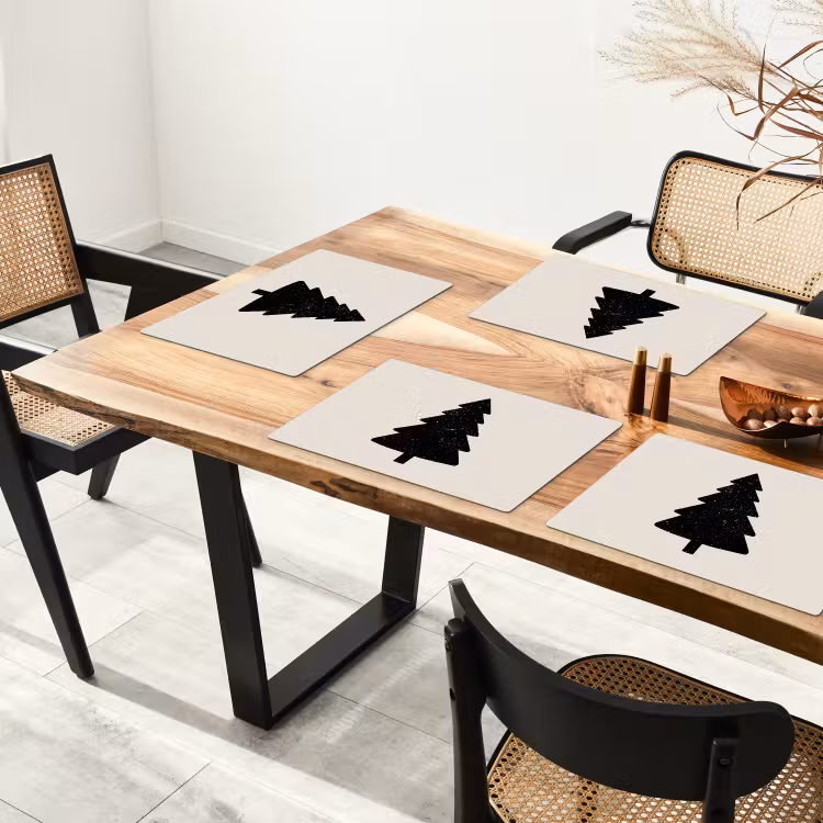 Kerstboom - Zwart - Feestdagen - Beige Placemat vinyl groot -zzsfeer4_Kitchenyeah-website