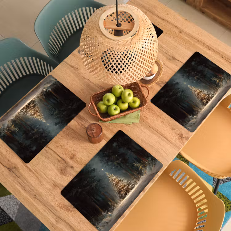 Kerstboom - Bos - Sneeuw - meerkleurig Placemat vinyl groot -zzsfeer5_Kitchenyeah-website