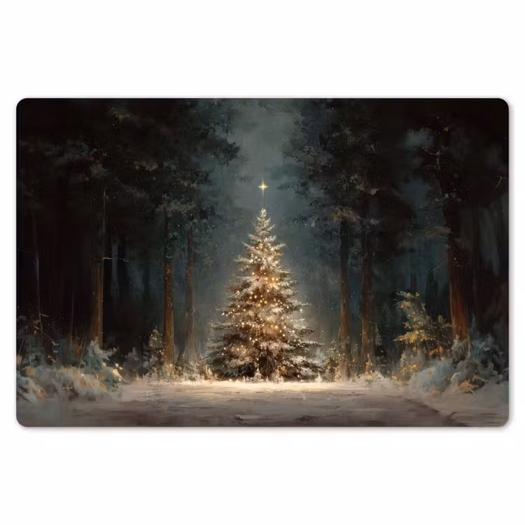 Kerstboom - Bos - Sneeuw - meerkleurig Placemat vinyl groot -zzsfeer1_Kitchenyeah-website