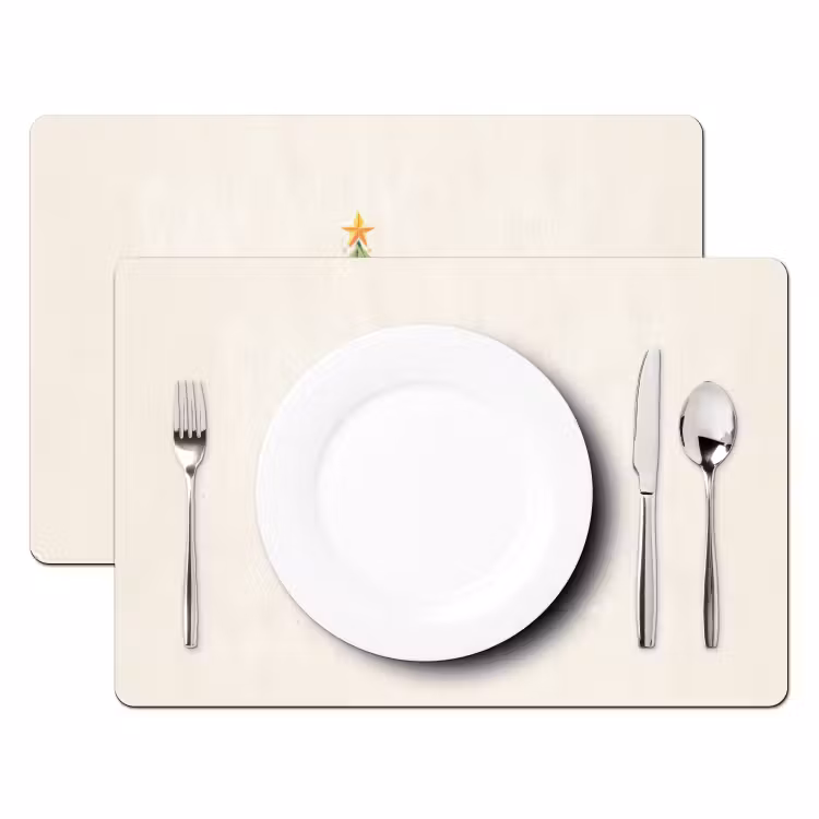 Kerstboom - Illustratie - Ster - Sneeuw Placemat vinyl groot -zzsfeer2_Kitchenyeah-website