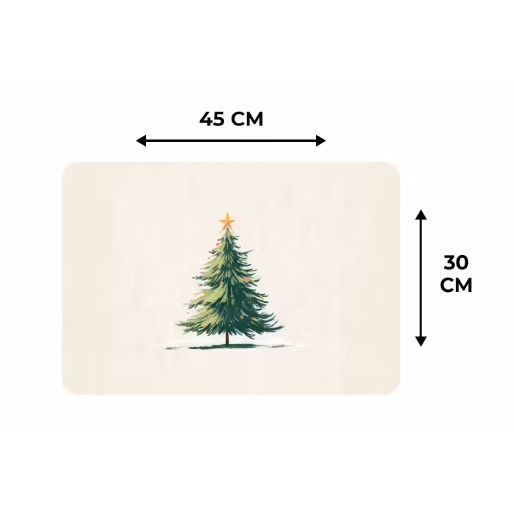 Kerstboom - Illustratie - Ster - Sneeuw Placemat vinyl groot -specs