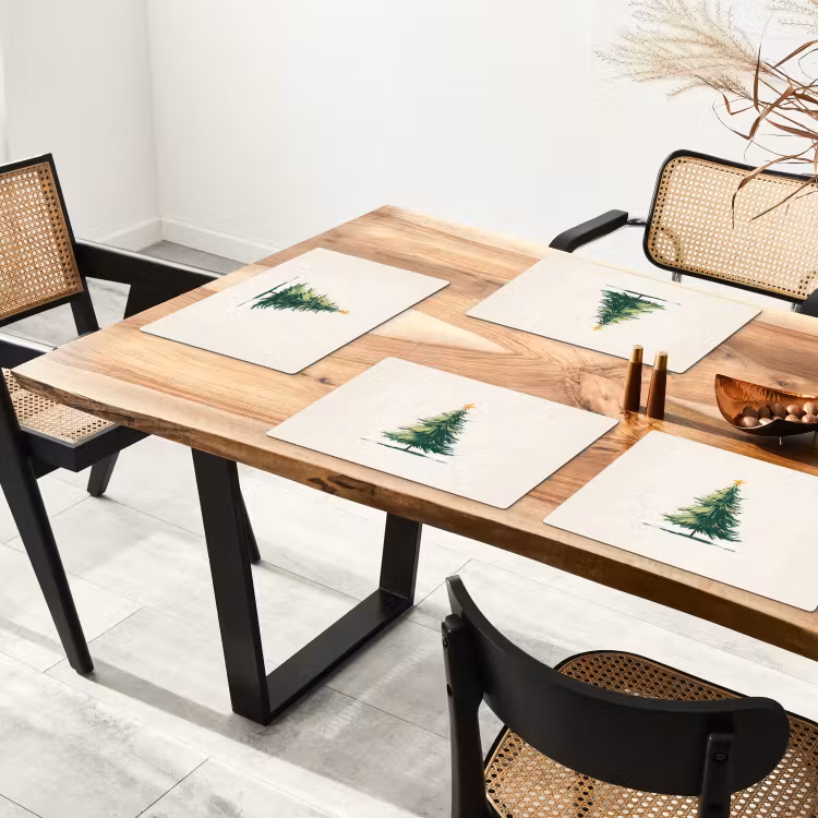 Kerstboom - Illustratie - Ster - Sneeuw Placemat vinyl groot -zzsfeer4_Kitchenyeah-website