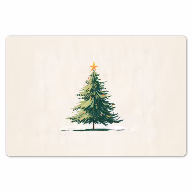 Kerstboom - Illustratie - Ster - Sneeuw Placemat vinyl groot -zzsfeer1_Kitchenyeah-website