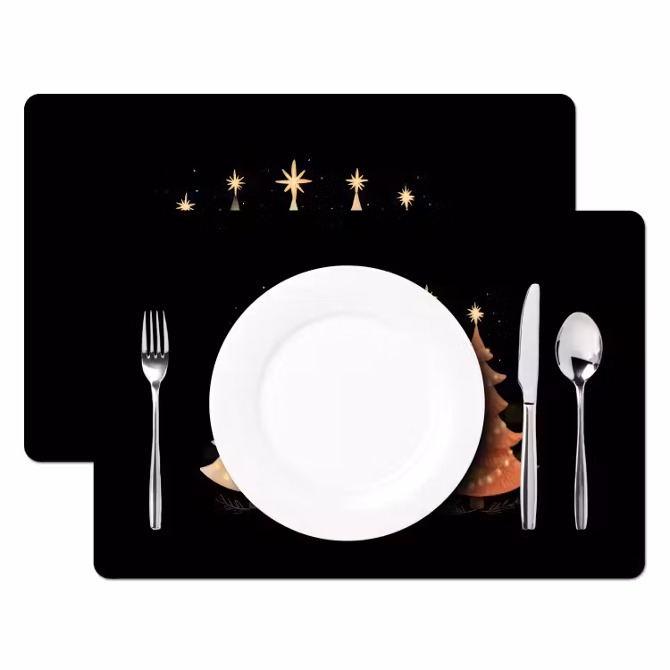 Kerstbomen - Kleurrijk - Lichtjes - Ster Placemat vinyl groot -zzsfeer2_Kitchenyeah-website