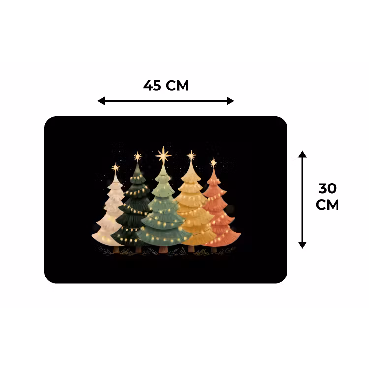 Kerstbomen - Kleurrijk - Lichtjes - Ster Placemat vinyl groot -specs