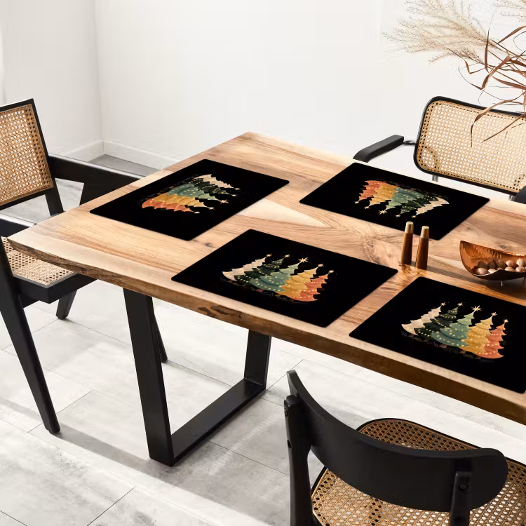 Kerstbomen - Kleurrijk - Lichtjes - Ster Placemat vinyl groot -zzsfeer4_Kitchenyeah-website